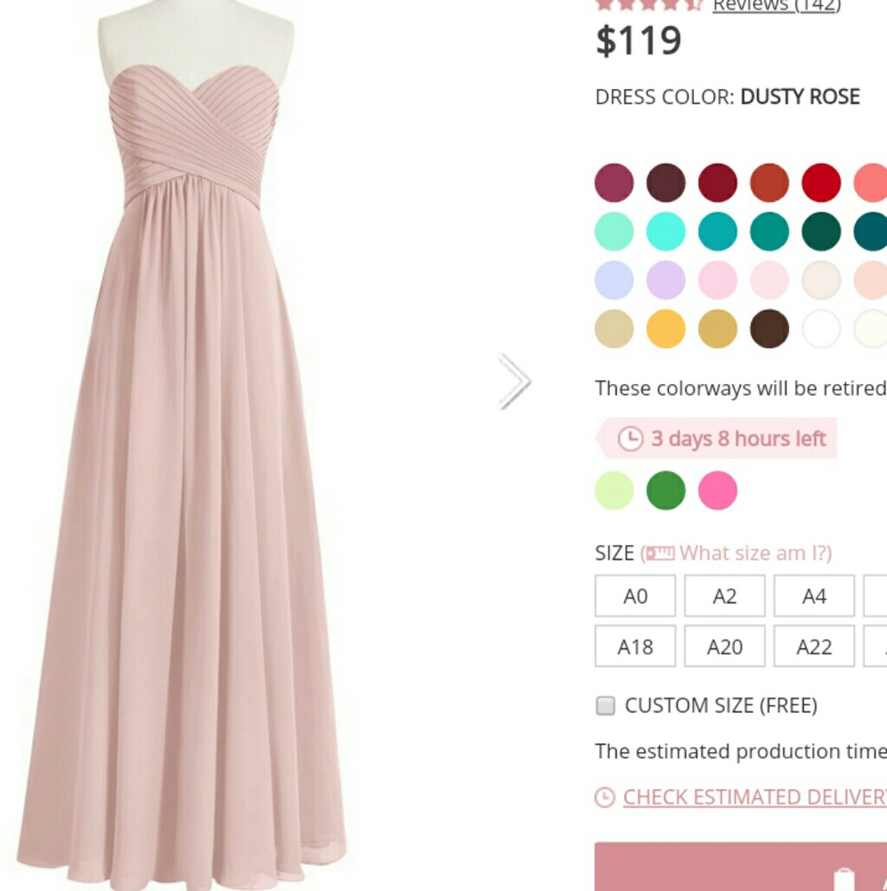 Azazie strapless dress